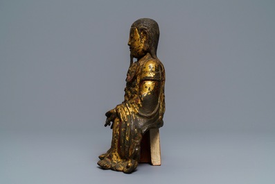 A Chinese gilt-lacquered bronze figure of Zhenwu, Ming