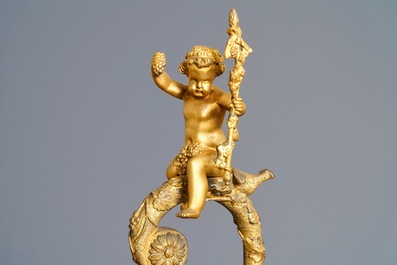 A pair of massive gilt bronze-mounted S&egrave;vres porcelain ewers and a jardini&egrave;re, France, 19th C.