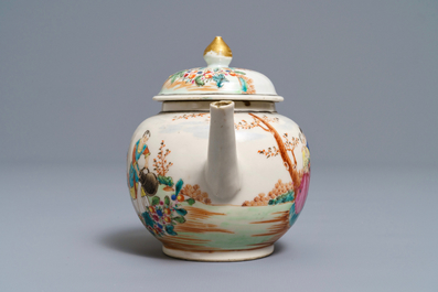 A fine Chinese famille rose 'European subject' teapot and cover, Qianlong