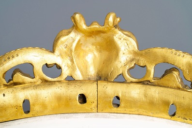 A pair of massive gilt bronze-mounted S&egrave;vres porcelain ewers and a jardini&egrave;re, France, 19th C.