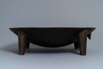 A large wooden Tanoa Dina or Kava bowl, Fiji, 19th C.