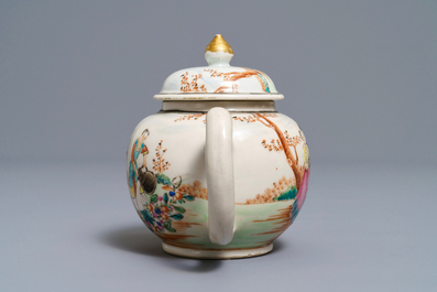 A fine Chinese famille rose 'European subject' teapot and cover, Qianlong