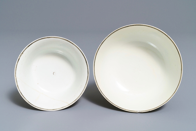 Two fine Chinese famille rose 'European subject' bowls, Qianlong