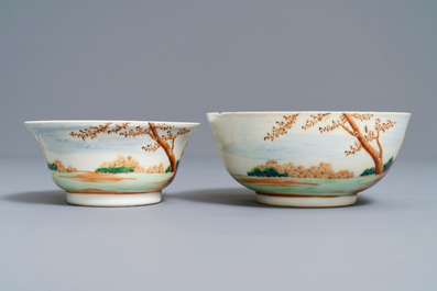 Two fine Chinese famille rose 'European subject' bowls, Qianlong