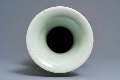 A Chinese famille rose two-sided design vase, 19/20th C.
