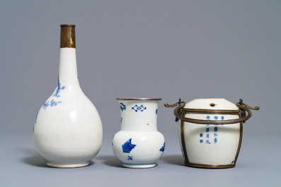 A varied collection of Chinese 'Bleu de Hue' Vietnamese market wares, 19th C.