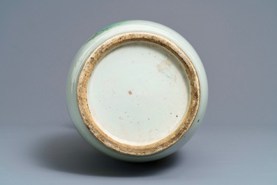 A Chinese famille rose two-sided design vase, 19/20th C.