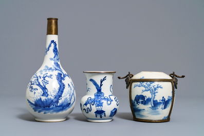 A varied collection of Chinese 'Bleu de Hue' Vietnamese market wares, 19th C.