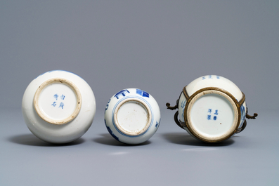 A varied collection of Chinese 'Bleu de Hue' Vietnamese market wares, 19th C.