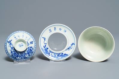 Six Chinese blue and white 'Bleu de Hue' covered bowls for the Vietnamese market, 19th C.