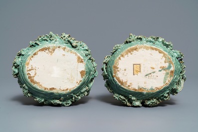 A pair of polychrome Dutch Delft duck-shaped tureens, 18th C.