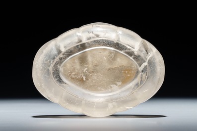 A Chinese rock crystal box and cover with silver plaque, 17/18th C.