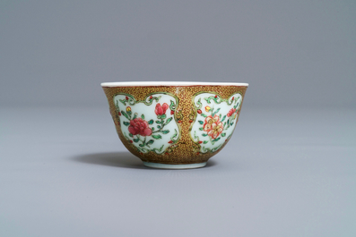 A fine Chinese famille rose 'rooster' eggshell cup and saucer, Yongzheng