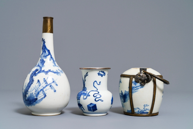 A varied collection of Chinese 'Bleu de Hue' Vietnamese market wares, 19th C.