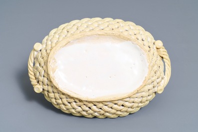 A polychrome Brussels faience '&agrave; la haie fleurie' basket, 18th C.