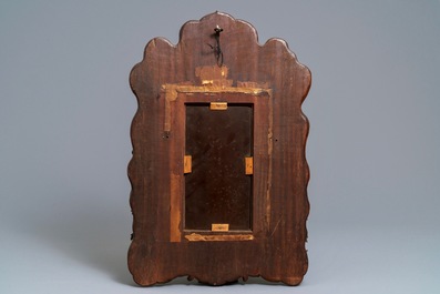 Two Chinese carved wood frames with dragons and figures, ca. 1900