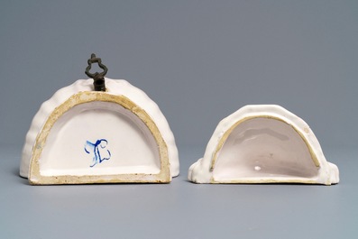 A white Delftware wall cistern and basin, prob. Kassel, Germany, 2nd half 18th C.