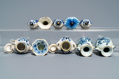 A varied collection of Dutch Delft blue and white miniatures, mostly 18th C.
