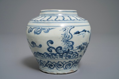 A Chinese blue and white jar, Hongzhi