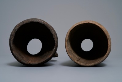 Two wooden drums, Asmat people, Papua New Guinea, 19/20th C.