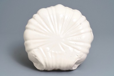 A white Delftware wall cistern and basin, prob. Kassel, Germany, 2nd half 18th C.
