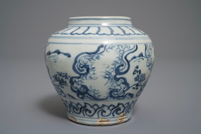A Chinese blue and white jar, Hongzhi