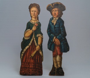 Four Dutch polychrome painted wood dummy boards, 18th C.