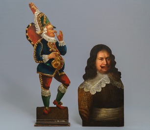 Four Dutch polychrome painted wood dummy boards, 18th C.