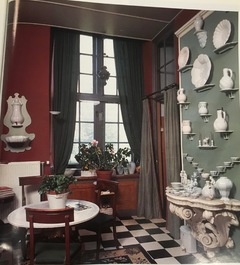 A white Delftware wall cistern and basin, prob. Kassel, Germany, 2nd half 18th C.