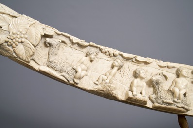 An exceptionally large carved ivory 'Bacchants' tusk, France or Italy, 18th C.