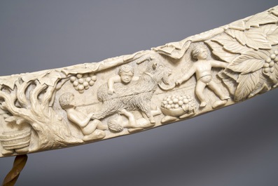 An exceptionally large carved ivory 'Bacchants' tusk, France or Italy, 18th C.