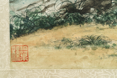 Qiu Qiyun, He Dunren, Chen Shoumei (China, 20th C.): three framed works, ink and color on paper