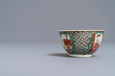 Two fine Chinese famille rose cups and saucers, Yongzheng/Qianlong