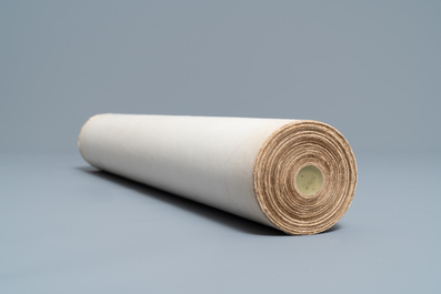 Huang Tingjian (China, 1045-1105): Calligraphy, ink on paper, mounted on scroll with jade scroll ends