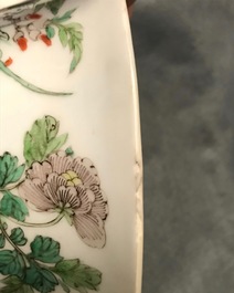 A pair of Chinese famille verte 'peacock among blossoms' bowls, Kangxi