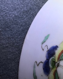 A pair of Chinese famille verte 'peacock among blossoms' bowls, Kangxi