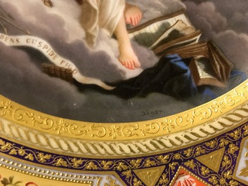 Six gilt porcelain plates, various origins, 18/19th C.