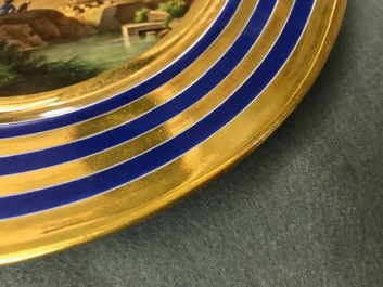 Six gilt porcelain plates, various origins, 18/19th C.
