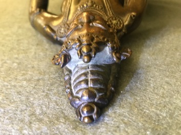 A Sino-Tibetan bronze figure of Jambhala, 17/18th C.