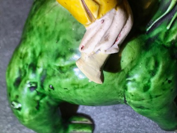 A Chinese verte biscuit model of Liu Hai on the toad, Kangxi