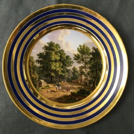 Six gilt porcelain plates, various origins, 18/19th C.