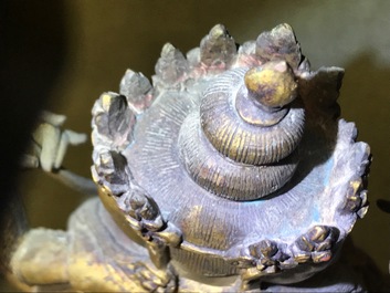 Une figure d'Ushnishavijaya en bronze dor&eacute; incrust&eacute;, Sino-Tibet, 17/18&egrave;me