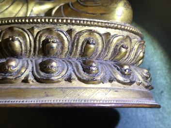 A gilt bronze figure of Buddha Shakyamuni, Tibet, 15/16th C.