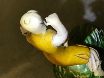 A Chinese verte biscuit model of Liu Hai on the toad, Kangxi