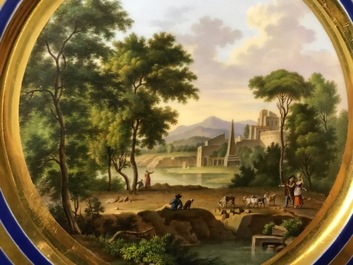 Six gilt porcelain plates, various origins, 18/19th C.