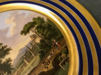 Six gilt porcelain plates, various origins, 18/19th C.