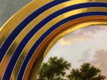 Six gilt porcelain plates, various origins, 18/19th C.