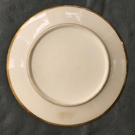 Six gilt porcelain plates, various origins, 18/19th C.