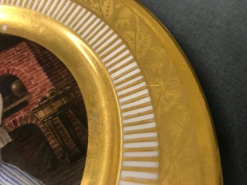 Six gilt porcelain plates, various origins, 18/19th C.