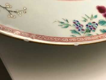 A pair of Chinese famille rose 'horse' dishes, Yongzheng/Qianlong